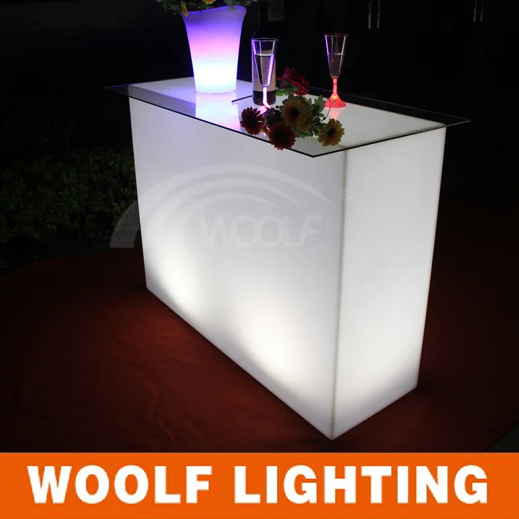 Glowing Rectangular LED Cocktail Lounge Table LED Party Events Lighting Up Decorative Table