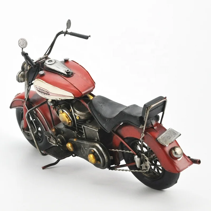 36cm Vintage Antique Custom Diecast Model Motorcycle Office Desktop Ornaments Souvenirs Metal Crafts Red Color
