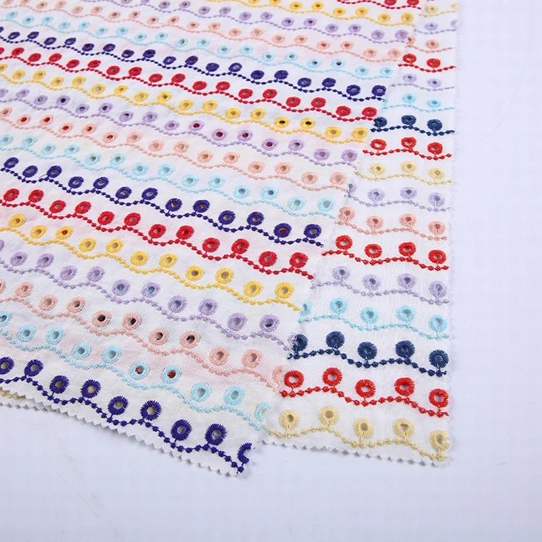HA-15112B Eyelet Types of Net Embroidery Japan Voile Fabric Woven Fashion 100% Cotton Fabric Lightweight Embroidered COMBED