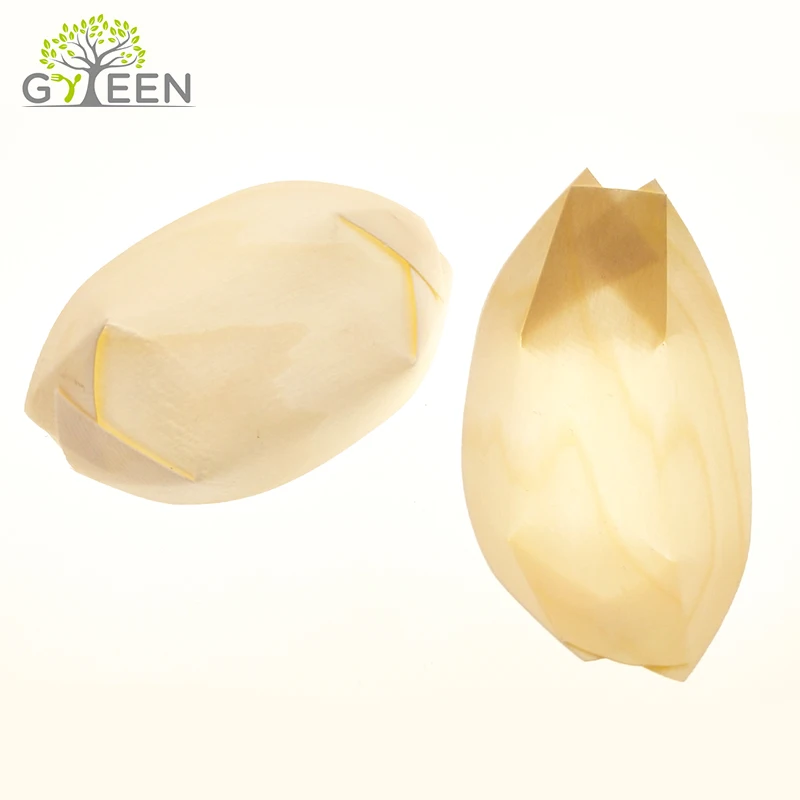 Japanese Serving Boat Disposable Wooden Sushi Plate Sushi Trays Wood White Fast Food Carton