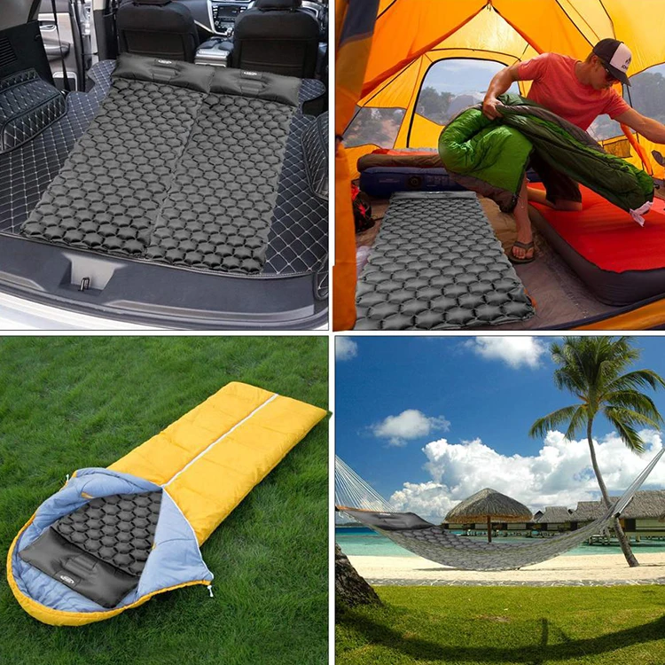 
188*57*3cm Double Light Weight Nylon Outdoor Sleeping Camping Bed Inflatable Air Mattress 