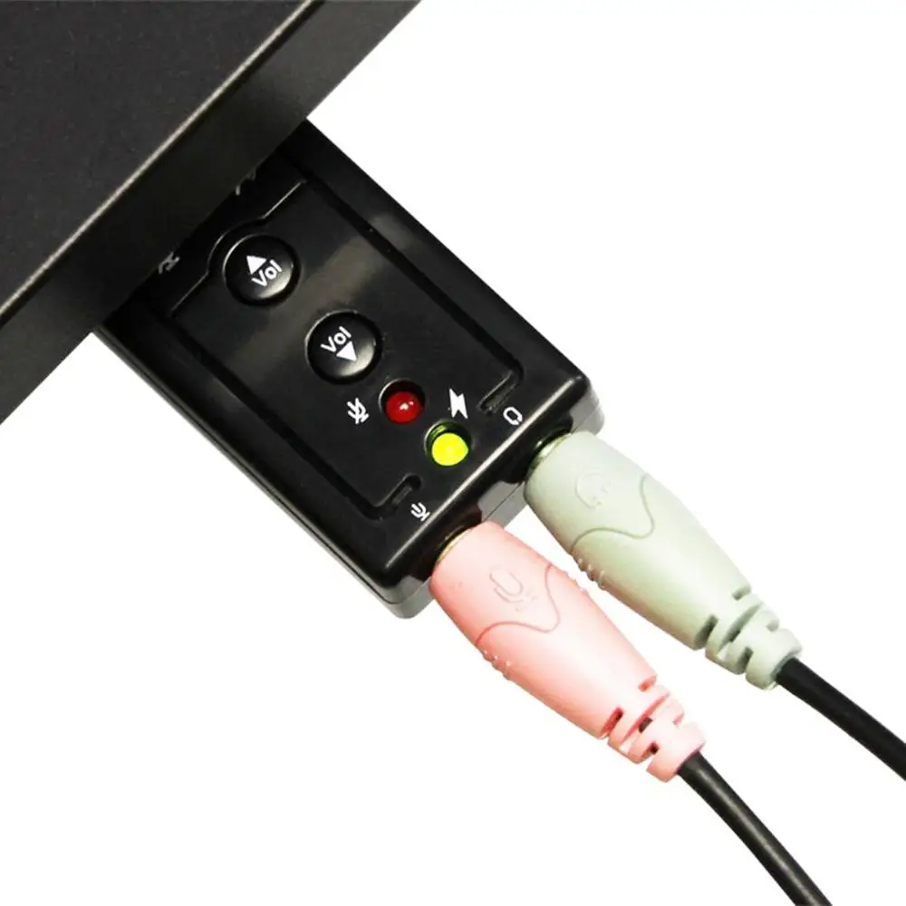 Внешняя звуковая карта USB 7 1 каналов 3D аудио адаптер с 3 5 мм гарнитурой и микрофоном для настольного ПК