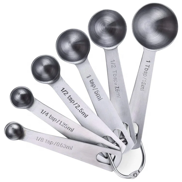 6 Pack 18/8 Stainless Steel Measuring Spoon 1 tsp 1/8 tsp for Dry and Liquid Metal Measuring Spoons (62005236532)