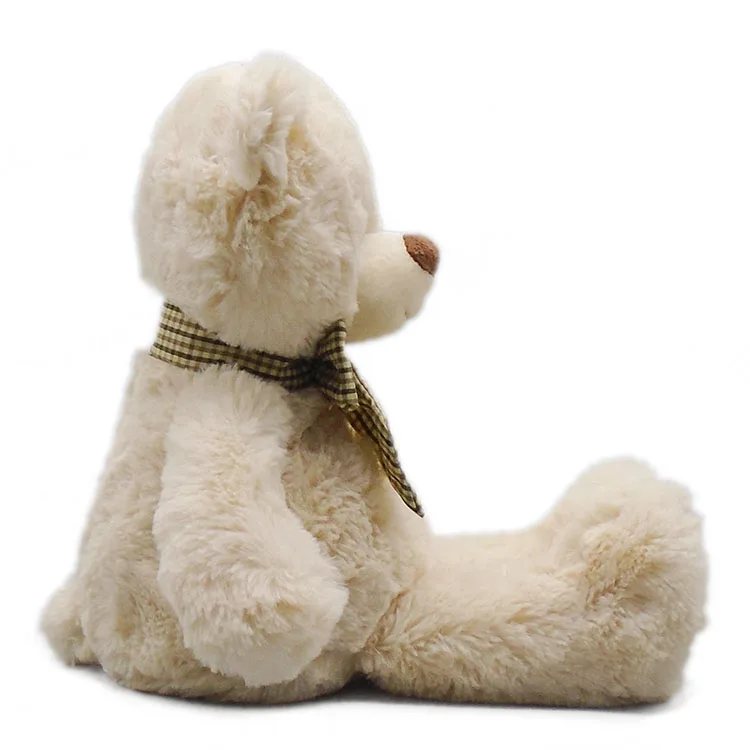 Cute Design Ivory Color Plush Teddy Bear with Bowtie