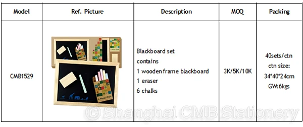 Back to school wood small blackboard set with chalks and dusters