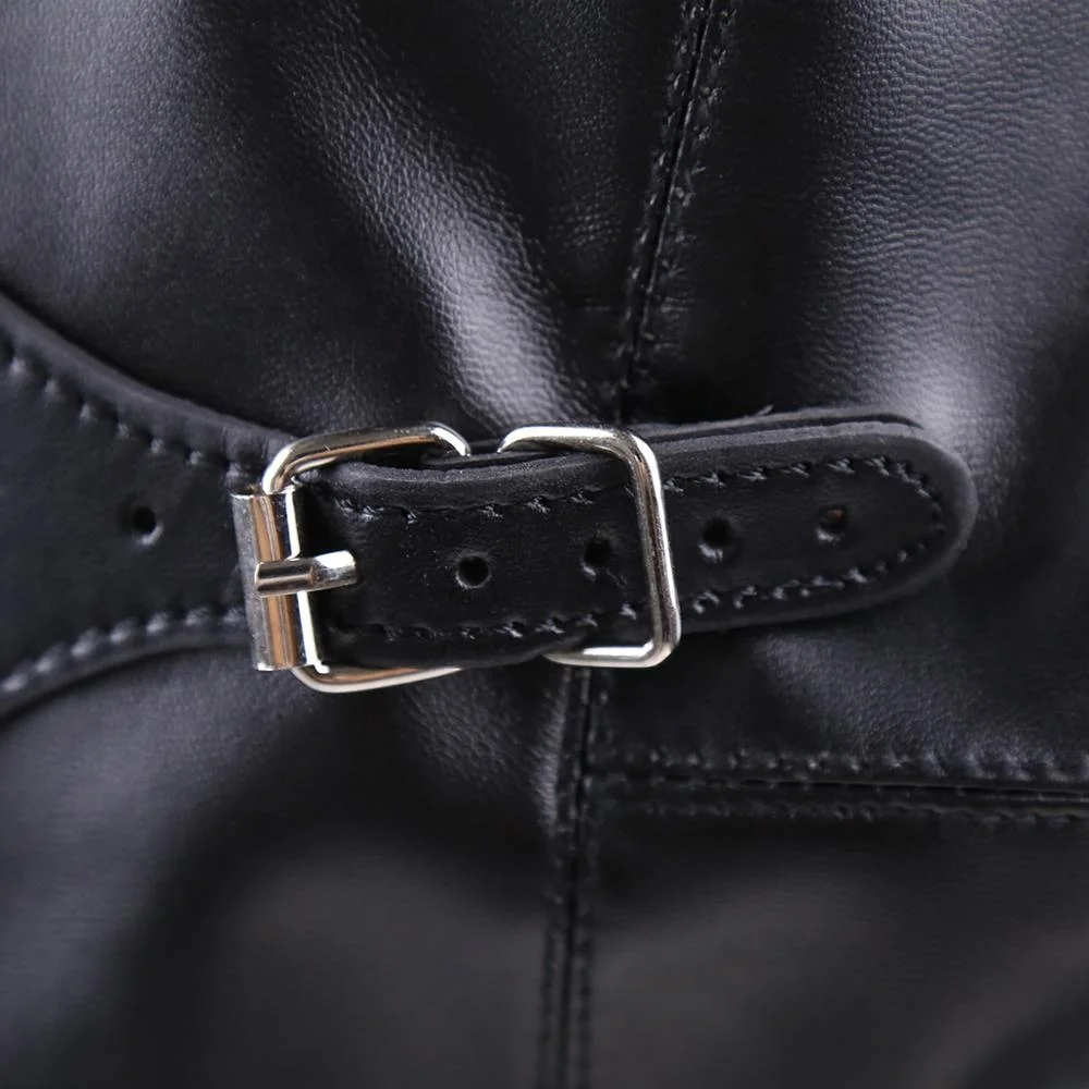 Премиум-класса с открытым носом рисунком глаз на капюшоне БДСМ коробка передач с Фетиш; Ремни для связывания депривация игры для наращивания на всю голову бандаж Наручники Фетиш