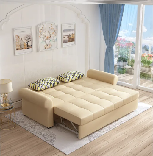 Home living room funiture sleeper couch full grain white recliner cum set leather sofa bed