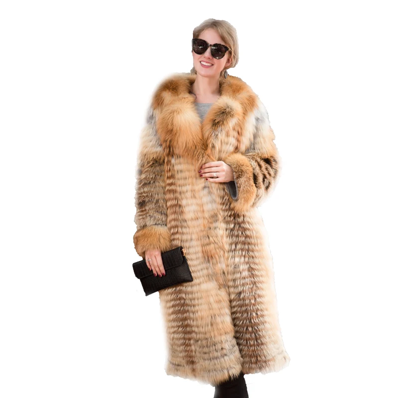 
 Женское пальто из натурального Лисьего меха на заказ, зимнее Модное теплое длинное пальто из меха  