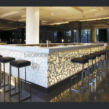 customize design Acrylic solid surface night club hookah lounge furniture home LED bar counter