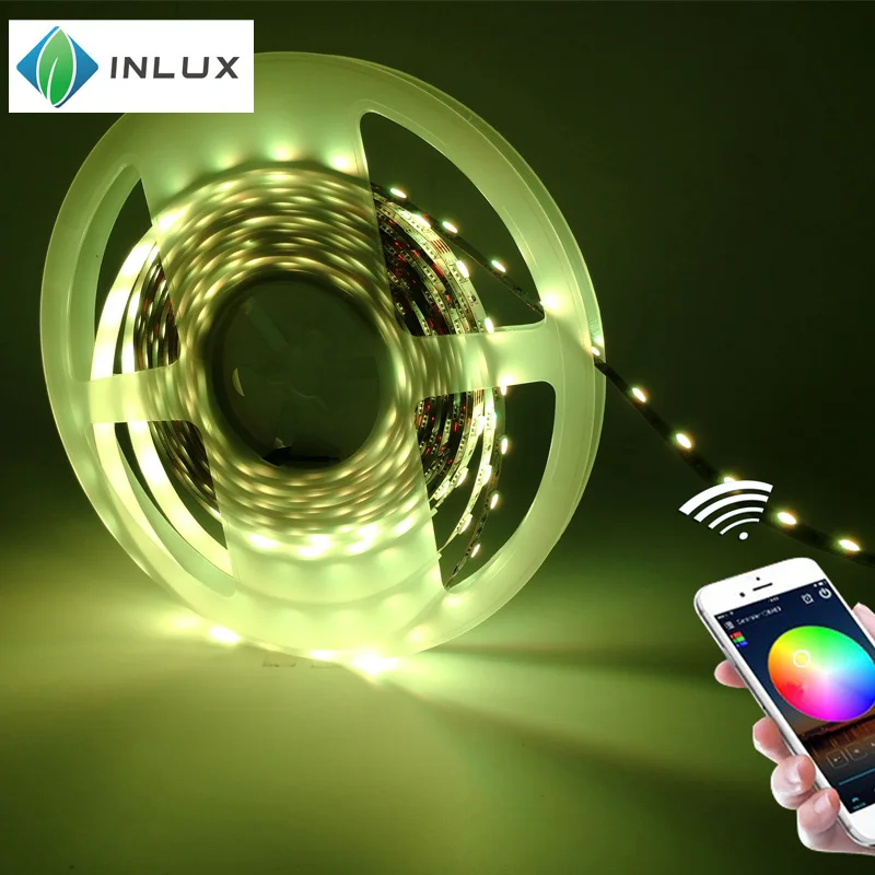 Smart phone wireless controlled SMD 5050 RGB 5m 60 leds/m wifi control multicolor full color app remote wifi led strip kit