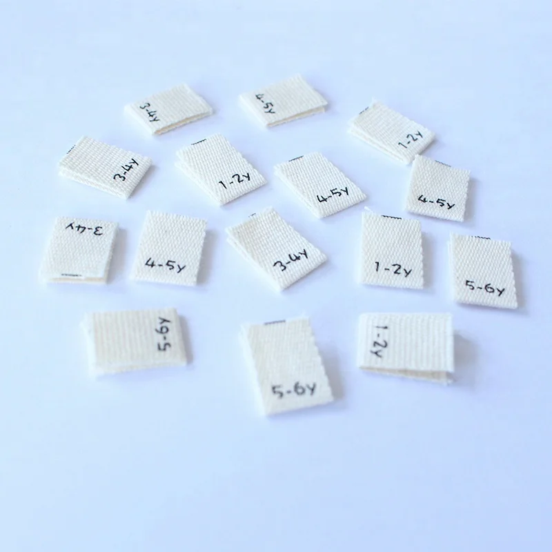 
Print organic size label cotton woven damask satin label size for garment 