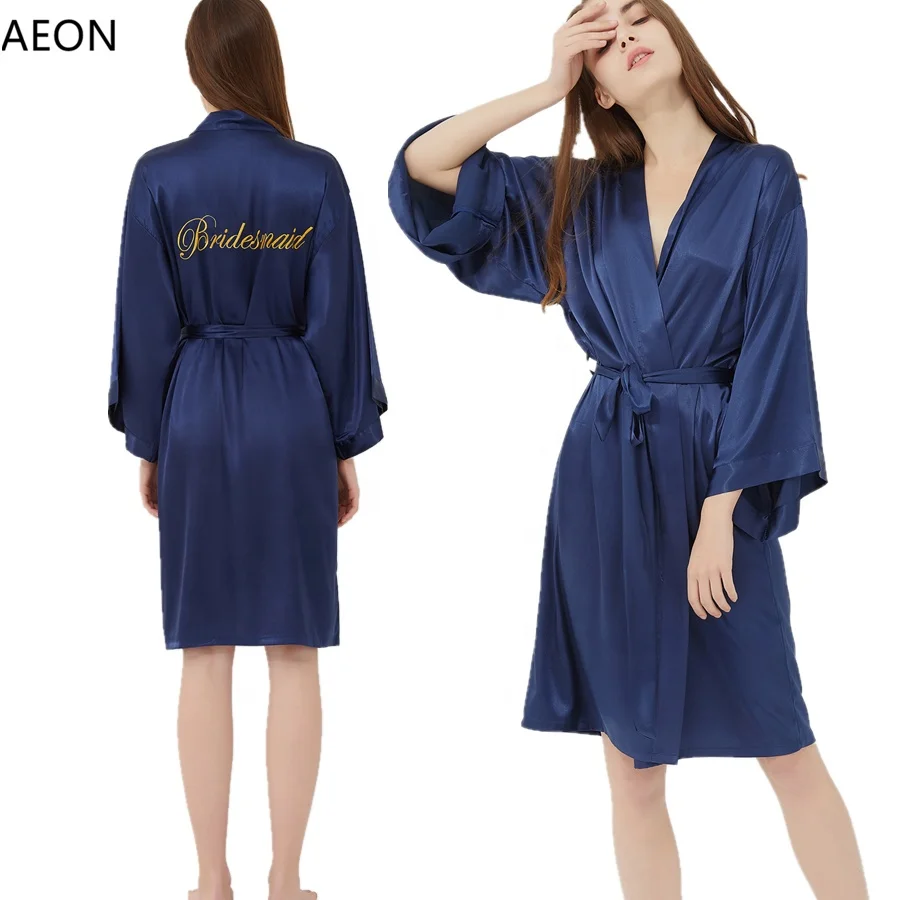 
Wholesale Long Blank Silk Satin Chiffon Nightgown Robe For Women Bridesmaid wedding party 
