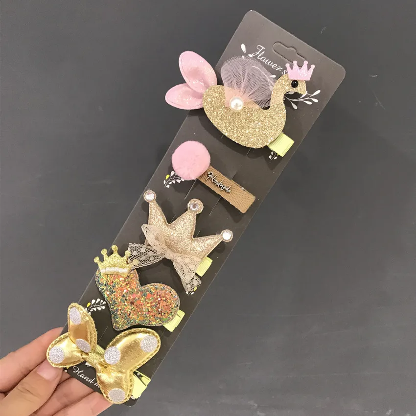 Hot Sale Children New Hair Clips Cute Crown Flowers Safety cute Barrettes BB hairpins Little Girls Gifts Kids Hair Accessories
