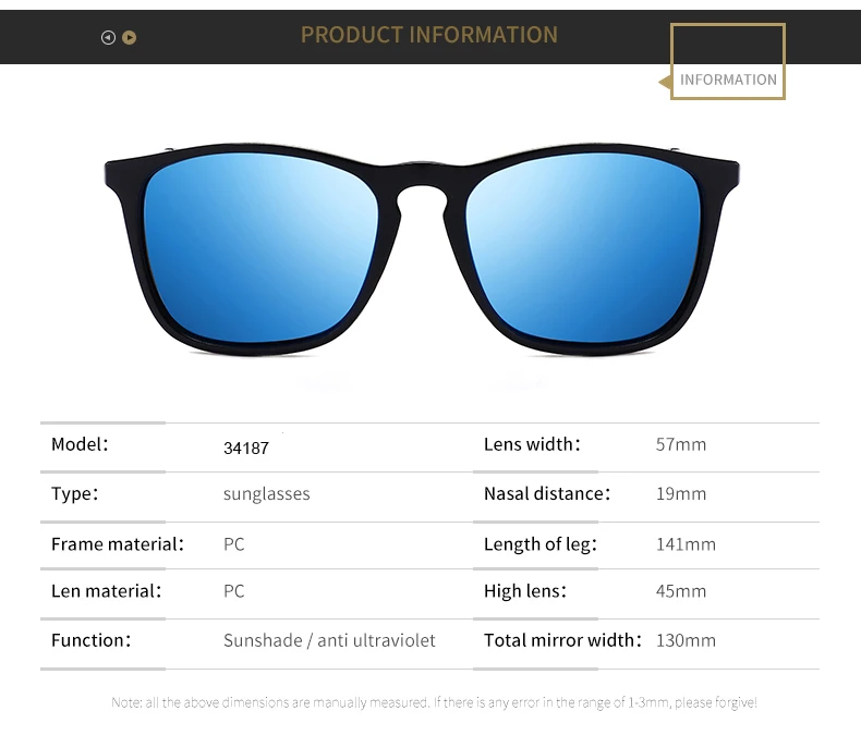 
2019 New fashion polarized sunglasses men square frame band design classic vintage sun glasses yellow night vision lens 