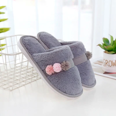 Winter home indoor keep warm thick soles men and women plush cotton slippers