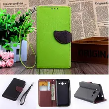 Leaf Buckle Leather Phone Case For Samsung Galaxy Core2 Core 2 SM G355H G3559 Wallet Card Holder Flip Cover Stand Wrist Strap