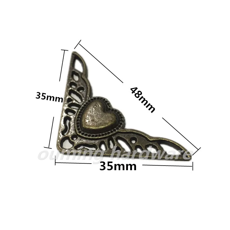 
Zinc Alloy Wooden Box Corner,Wine Box Protector,Embellishment Findings Triangle Corners Antique Bronze Hollow Pattern 