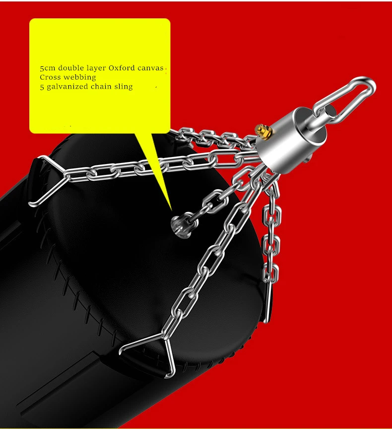 
Professional Boxing Training MMA Equipment Punching Bag Heavy Bag with Chain Ceiling Hook 100cm 