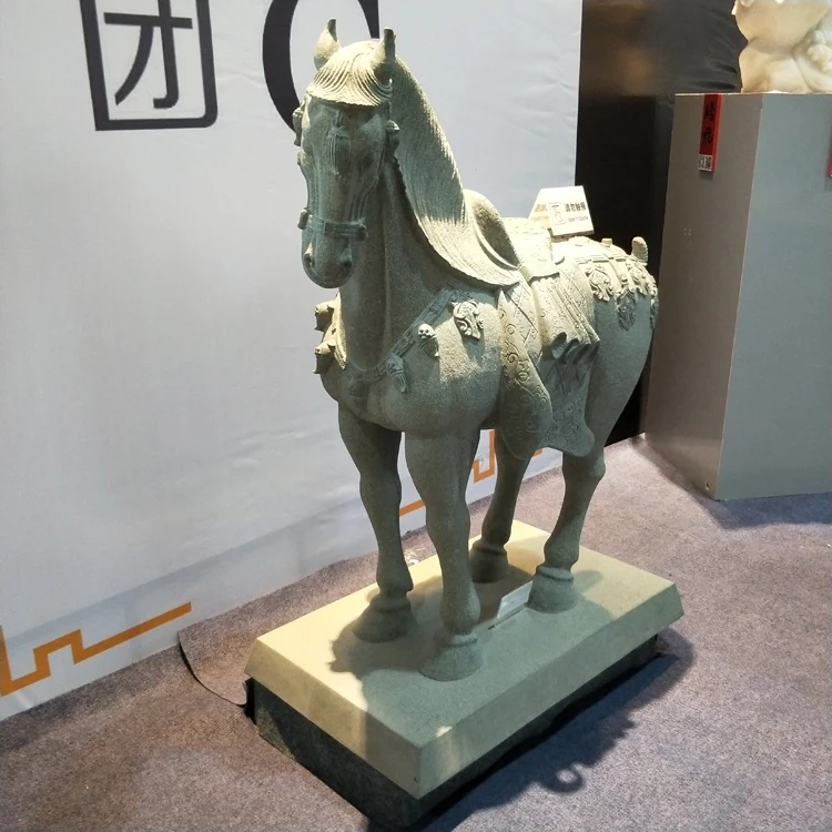 China Tang Dynasty Style Hand Carved Garden Outdoor Antique Granite Jade Stone Small Horse Statue Sculpture For Sale
