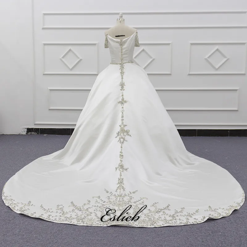 Muslim Designs Wedding Dresses Bridal Ball Gown 2019 See Through Lace Pattern Sleeveless Wedding Dress