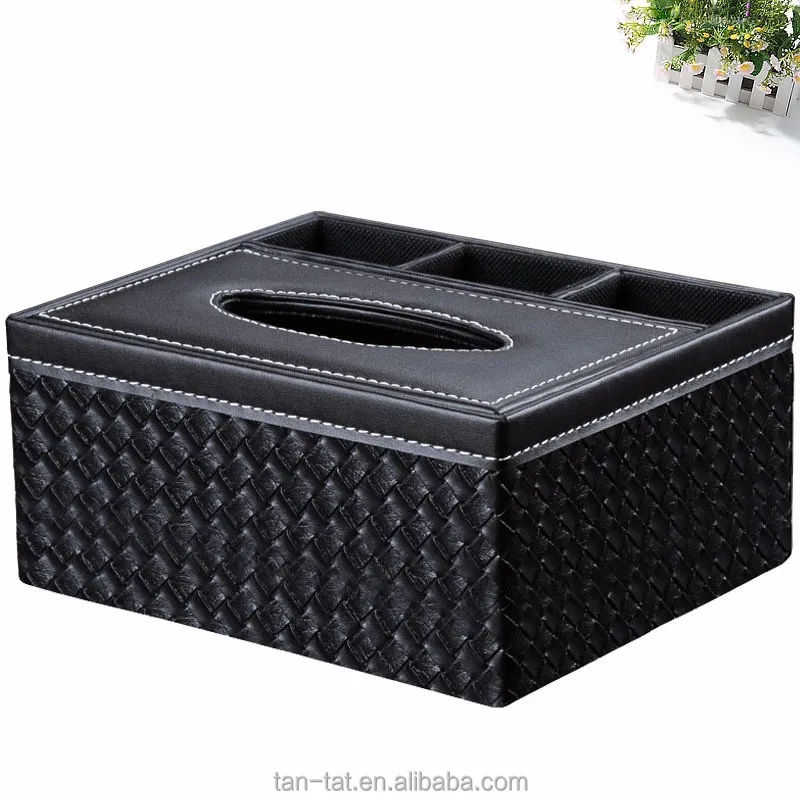 Genuine Leather Desk Tidy Remote Control Phone Pen Holder