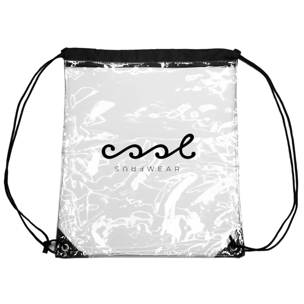 Stock Fashion Promo Clear Drawstring Plastic Make-Up Dust Backpack