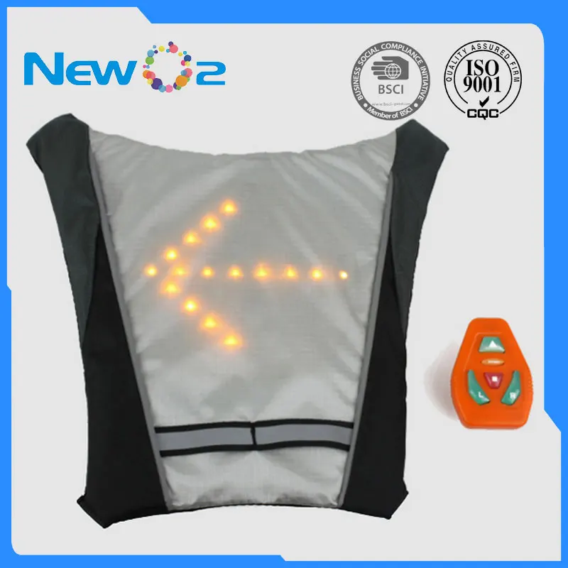 Trendy Turn Signal Light Reflective Wireless Control Water Resistant Night Safety Cycling Bike Outdoor Detachable LED Vest Pack