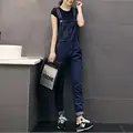 Womens Denim Straps Jumpsuits 2016 Korean Style Students Casual Cowboy Little Feet Pants Slim Plus Size