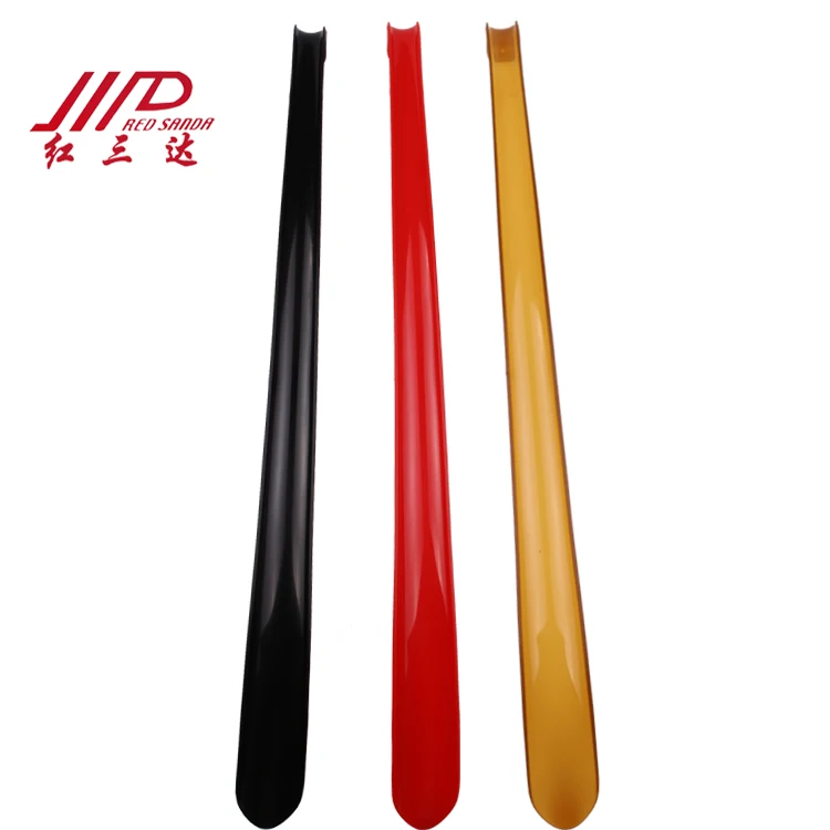 57cm long plastic shoe horn fancy custom logo shoe helper with dressing stick