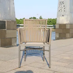 Modern Style All Weather Aluminum Frame Rope Weave Outdoor Furniture Patio Restaurant Cafe Garden Dining Table And Chairs