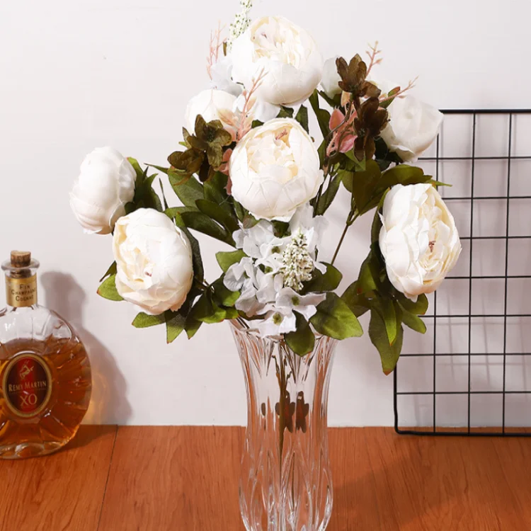 
13 Forks European Heart artificial peony flower bouquet for home decoration 