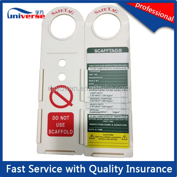 Plastic scafftag for scaffolding