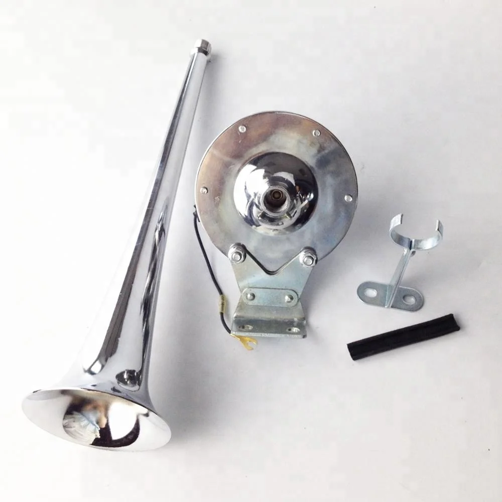 Loud 115dB Powerful Single Stainless Steel Trumpet Marine Electric Train Air Horn for Boats or RV or Trucks Chrome 12V
