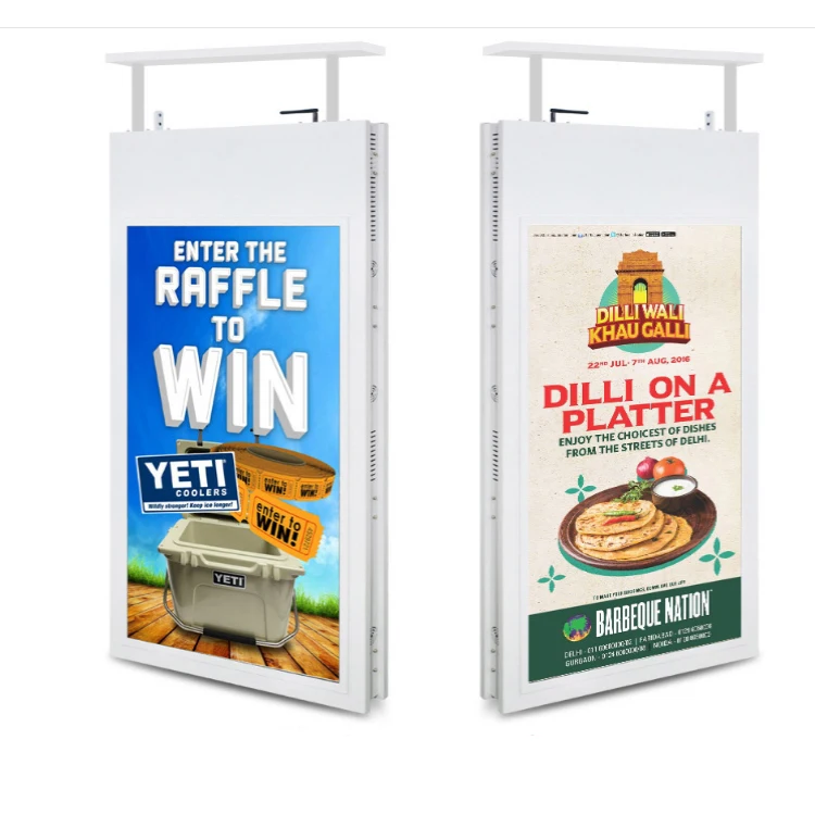 Ceiling roof mount super slim high brightness double screens 49 inch WIFI network LCD advertising player monitor