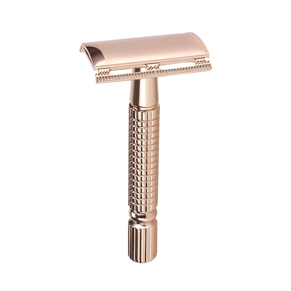 Hot Selling Rose Gold Metal Razor 3 Pieces Double Edge Safety Razor