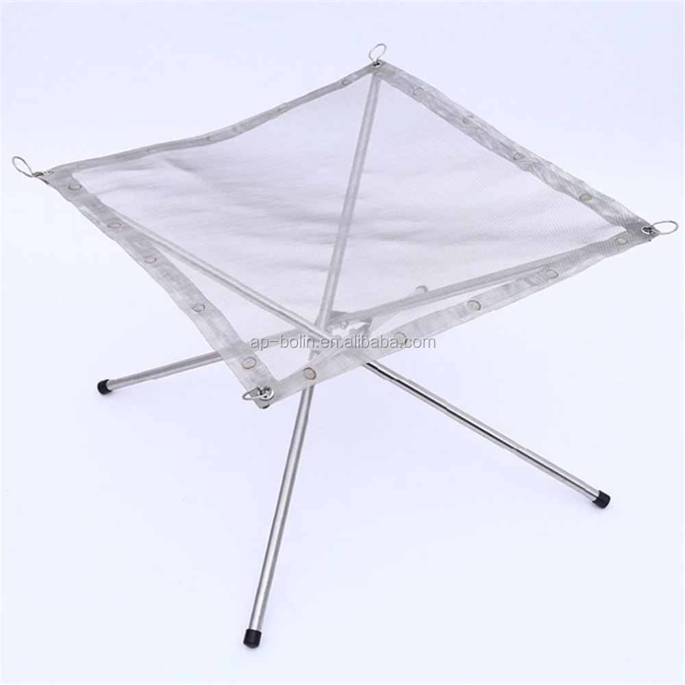 Portable Stainless Steel Mesh Burning Stand Folding Outdoor Fire Pit