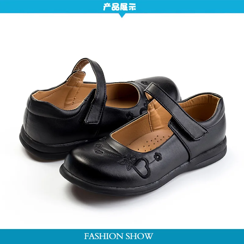 
Student campus uniforms girl shoes black children flower girl shoes 