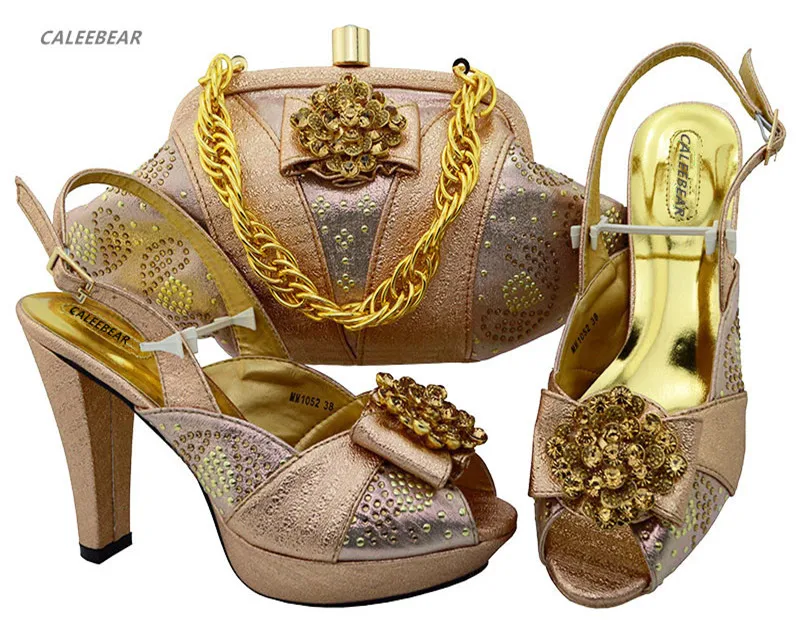 
In Champagne 2018 women shoes African shoes and bags to match women ladies shoes guangzhou For Wedding 