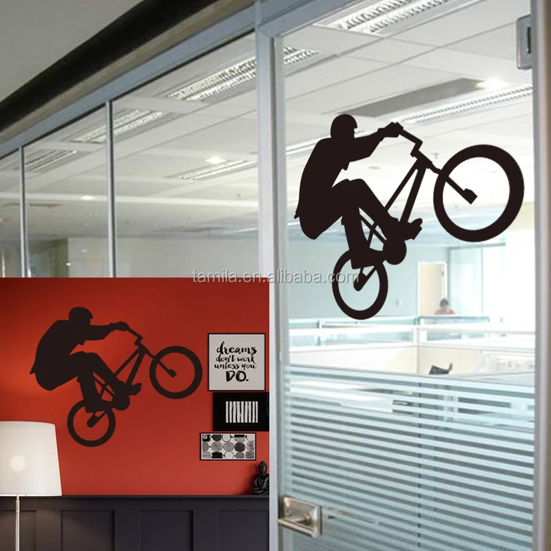 Kids bicycle sport theme boy wall sticker design for home decal