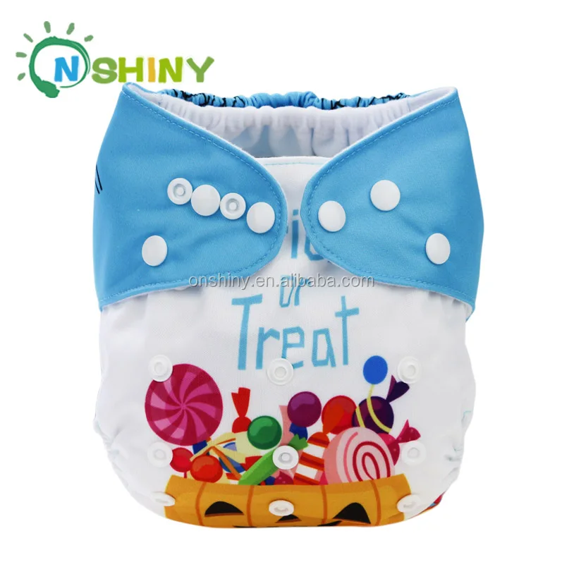 Custom Logo Cute Cartoon Halloween Hot Sale Washable Reusable Pocket Baby Cloth Diaper