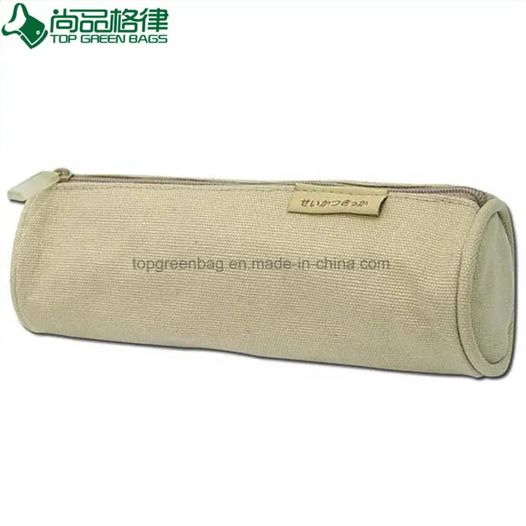 Promotional custom pencil pouch cotton canvas pencil case with zipper