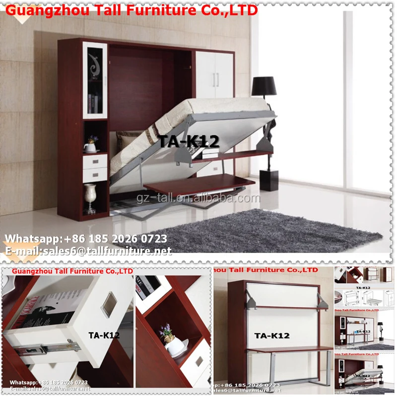 Современный мерфи стены кровать кровать с книжный шкаф