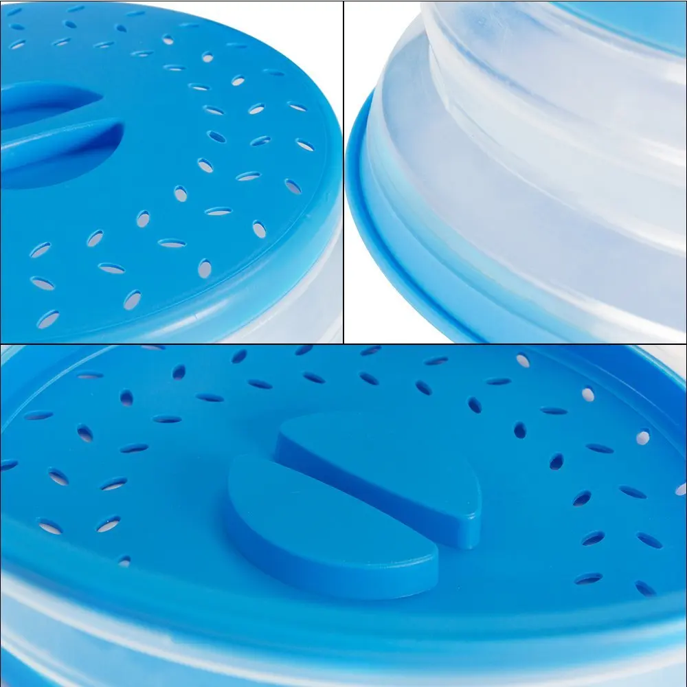 Bpa Free Prevents Food Splatter Perforated For Ventilation Silicone Collapsible Dome Flat Bowl Plate Lid Microwave Hover Cover