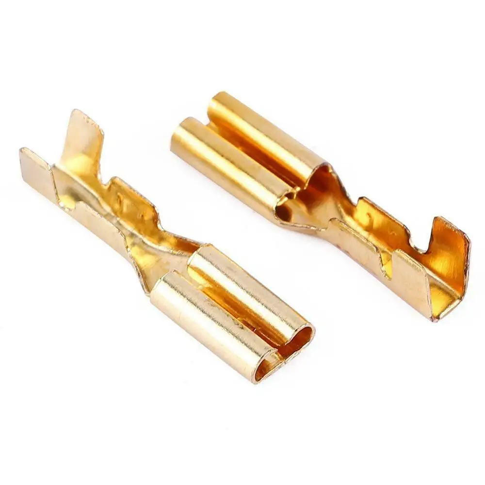 2.8mm Gold Brass Car Speaker Female Spade Terminal Wire 110 terminal