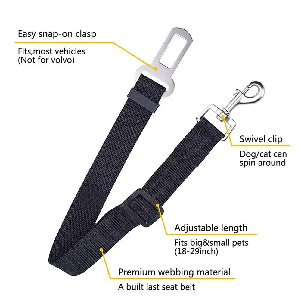
Adjustable Heavy Duty Durable Pet Car Seat Belt 