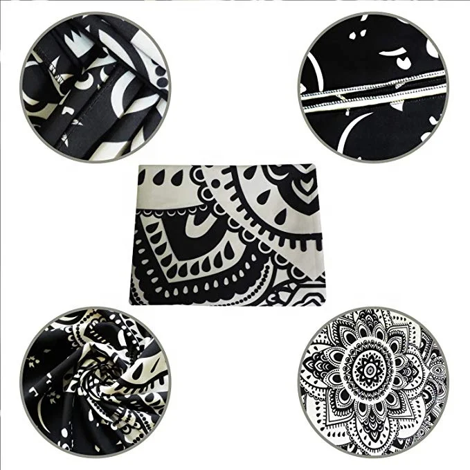 Mandala Tapestry Wall Hanging Black & Gray Wall Art Floral Decorative for Bedroom