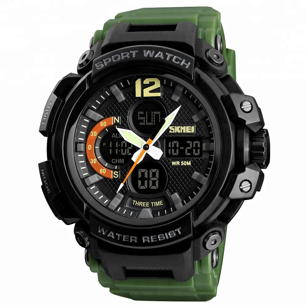 fashion waterproof multifunction dual time chronograph men analog digital sports wrist watch