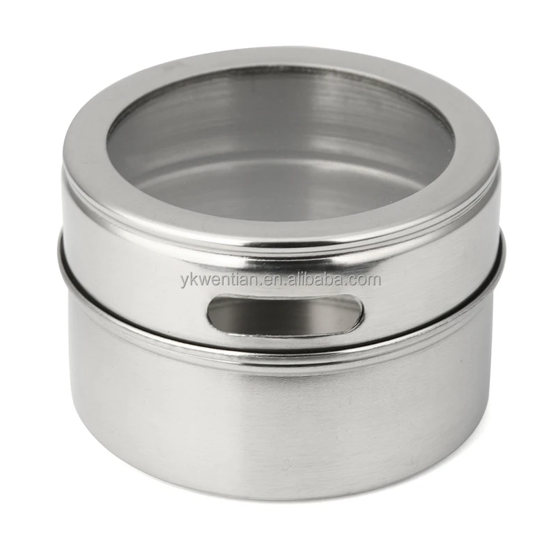 Stainless Steel Magnetic Containers Multipurpose Spice Tin Rack Perfect Kitchen Storage 6 Piece Set with non stick coating