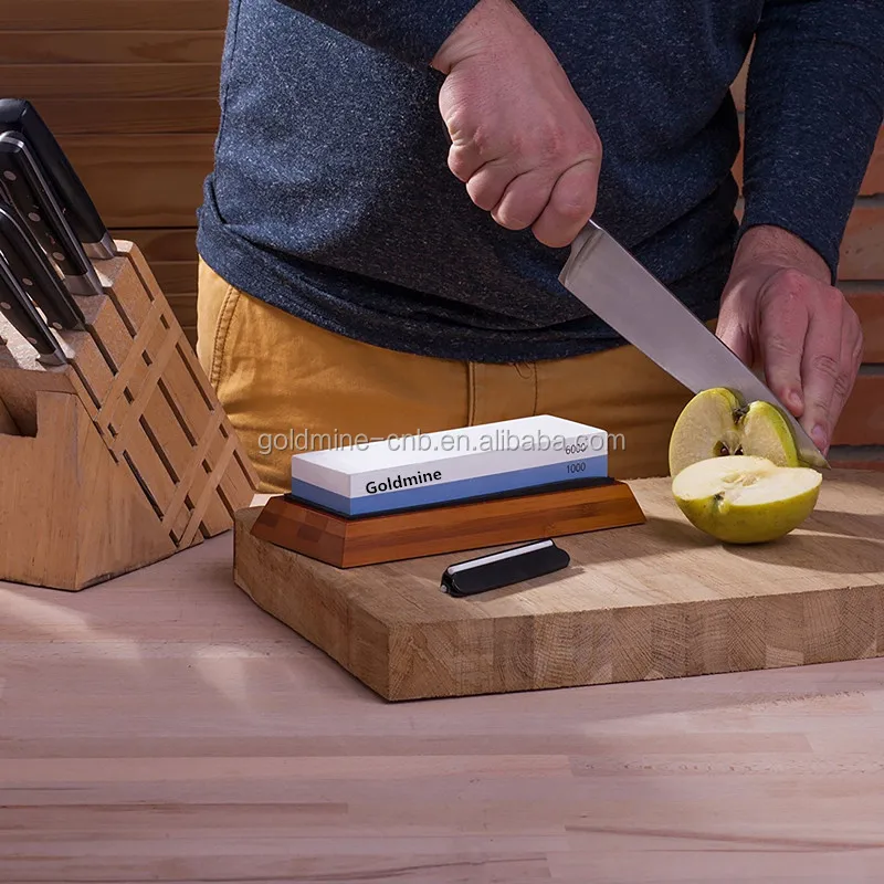
2-Sided Whetstone Knife Sharpener Set, 1000/6000 Grits, with Non-Slip Base 