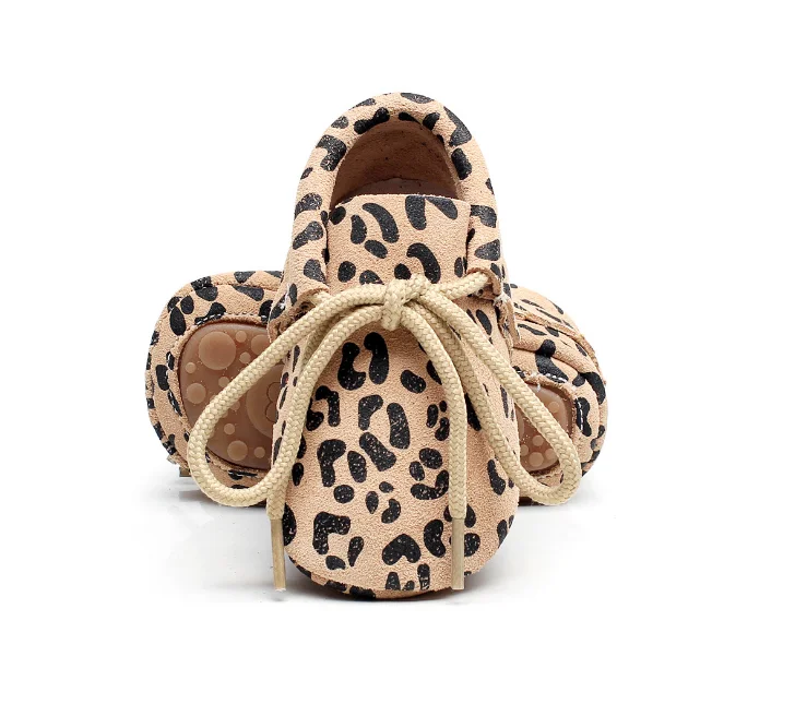 Pattern printed genuine leather half hard sole baby moccasins shoes